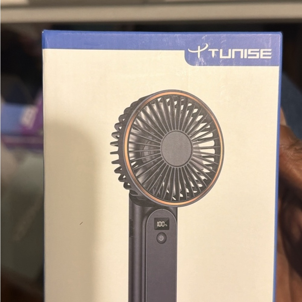 Foldable Handheld Fan in Dark Gray with Rose Gold Trim